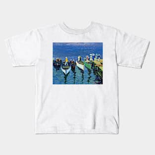 Holiday on the Hudson, People & Rowboats on a Summer's Day 1912 George Luks Kids T-Shirt